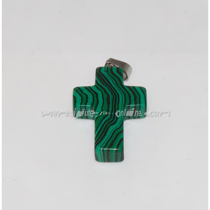 Висулка кръст - Авантюрин, тюркоаз и малахит