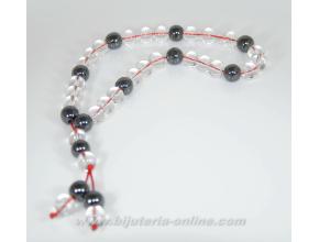 Броеница от планински кристал и хематит