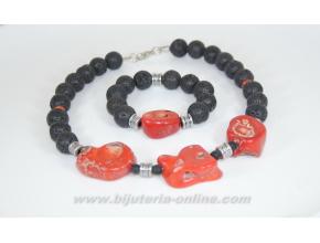 Гердан от Вулканичен камък и Корал