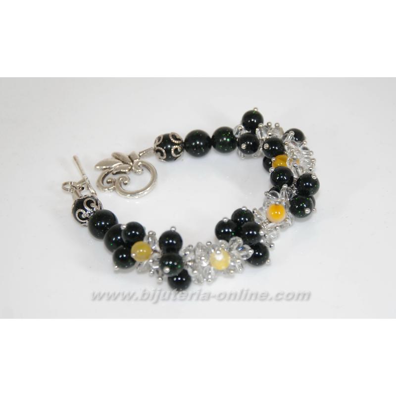 Гривна от зелен авантюрин и планински кристал