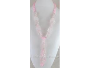 Гердан от розов кварц