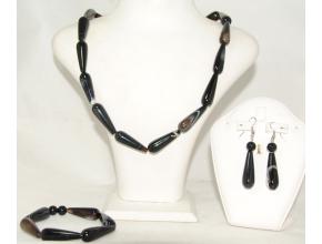 Комплект гривна гердан и Обеци от сардоникс