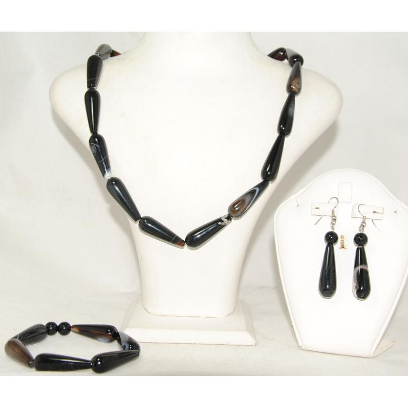 Комплект гривна гердан и Обеци от сардоникс