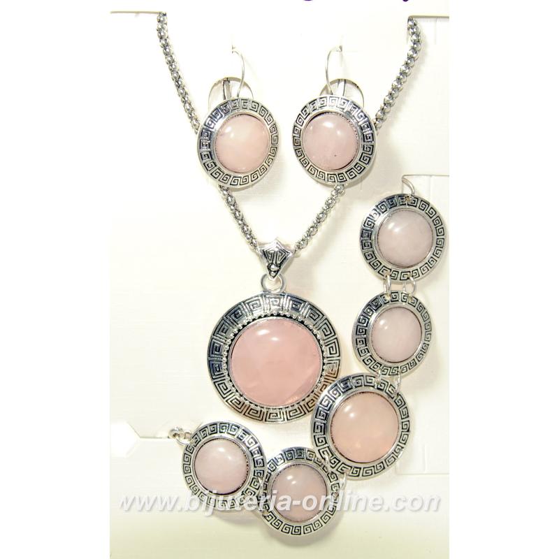 Комплект от розов кварц