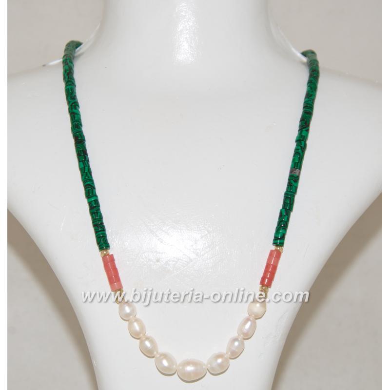 Гердан от перли и малахит