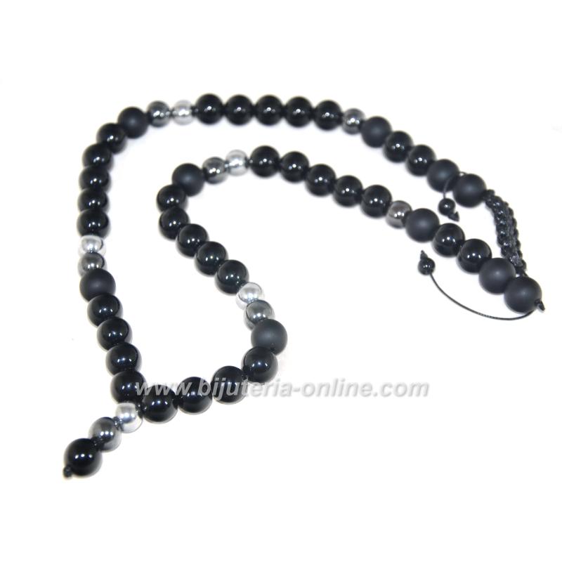 Броеница от оникс и хематит