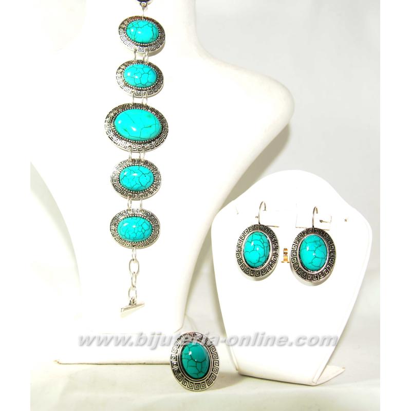 Гривна пръстен и обици  от тюркоаз