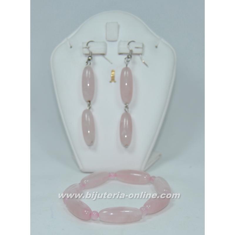 обици и гривна от розов кварц