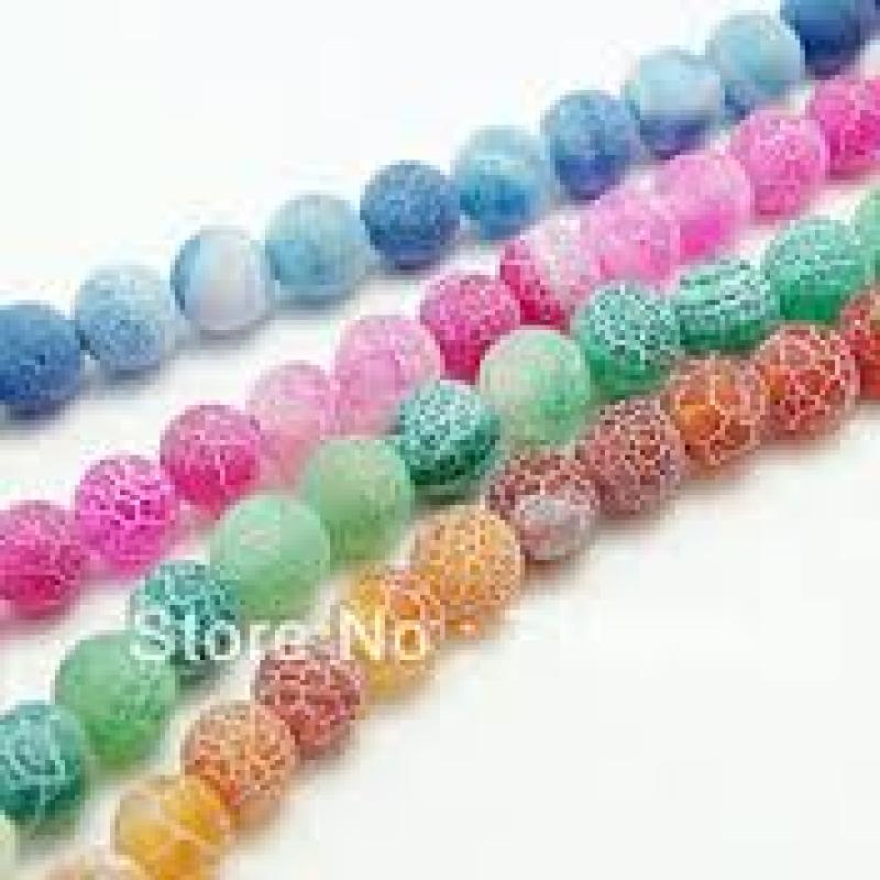 Мъниста от матиран драконов ахат - 6 бр.