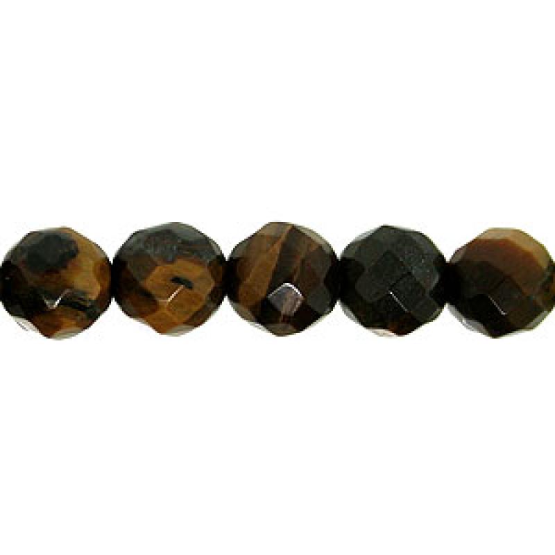 Мъниста от фасетиран тигрово око - 6 бр.
