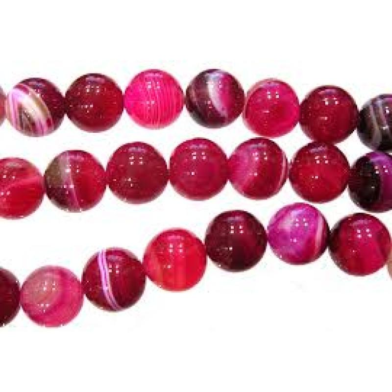 Мъниста от розов ахат - 6 бр.