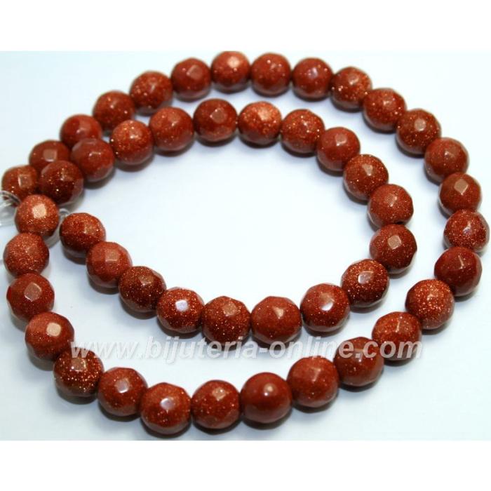 Мъниста от фасетиран кафяв авантюрин - 6 бр.