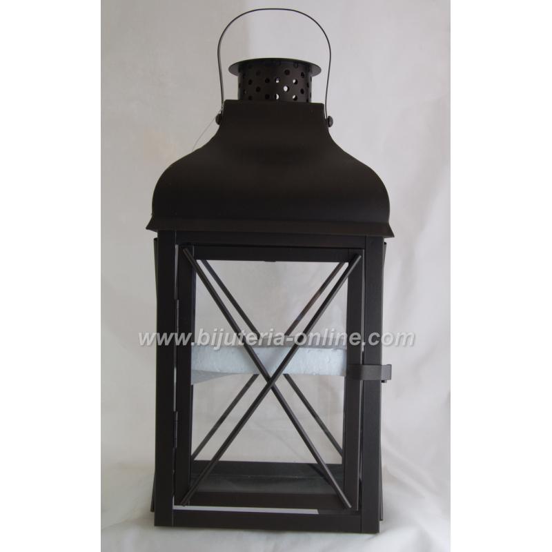 Метален Фенер - черен/кафяв, бял