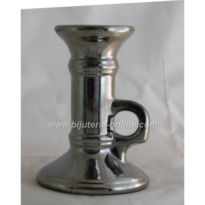 Керамичен Свещник - Закачалка (сребрист, сиф/кафяв)