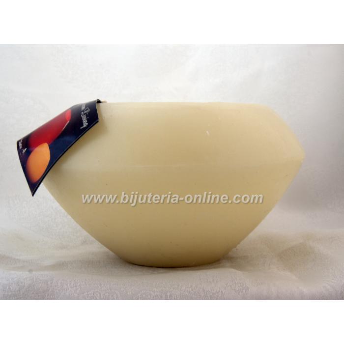 Диамантена Свещ/Фенер - екрю, оранжва