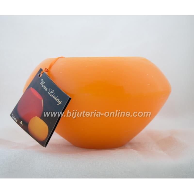 Диамантена Свещ/Фенер - екрю, оранжва