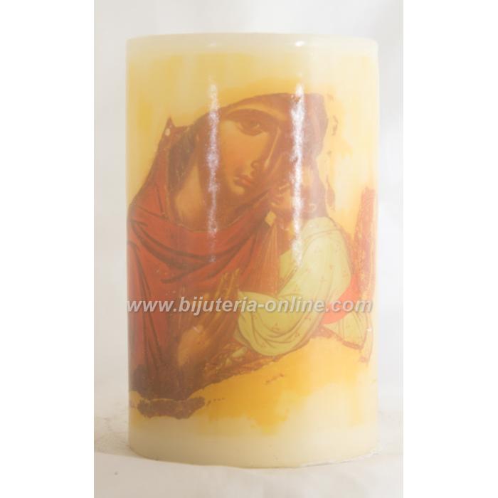 Църквна LED Восъчна Свещ с Батерия - Богородица