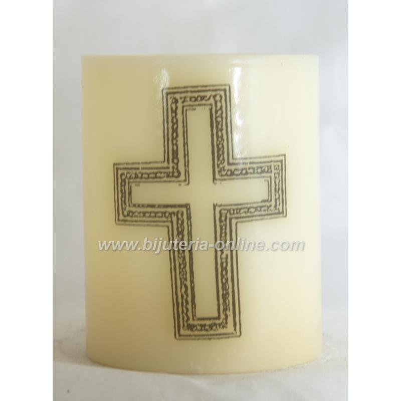 Църквна LED Восъчна Свещ с Батерия - Кръст