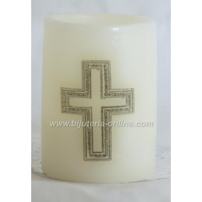 Църквна LED Восъчна Свещ с Батерия - Кръст