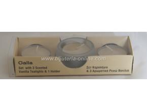 Свещник от Матово Стъкло + 3 Чаени Свещички