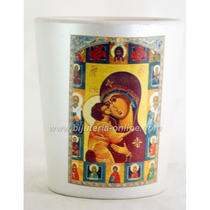 Църквна Керамчина Съклена Свещ - Богородица