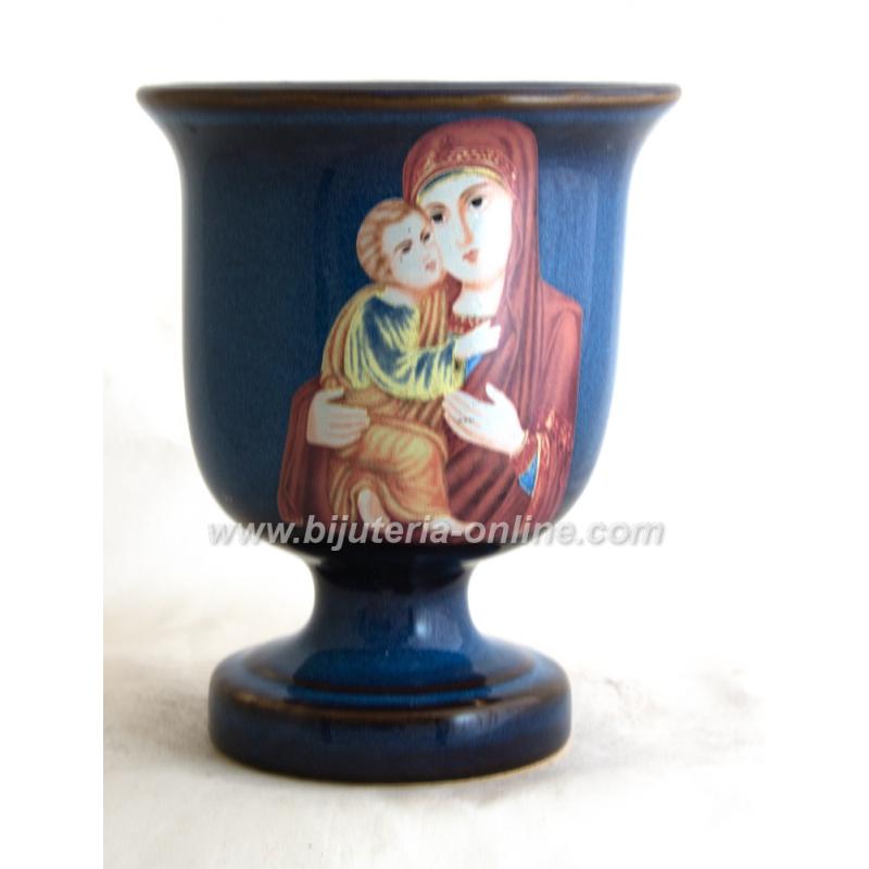 Керамичен Потир Екрю със Свещ - богородица